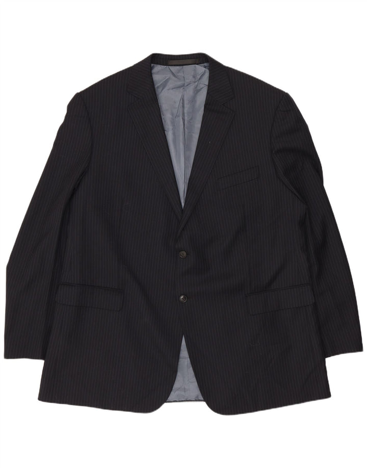 Giacca blazer lunga da uomo Marks & Spencer UK 48 2XL Gessato blu navy