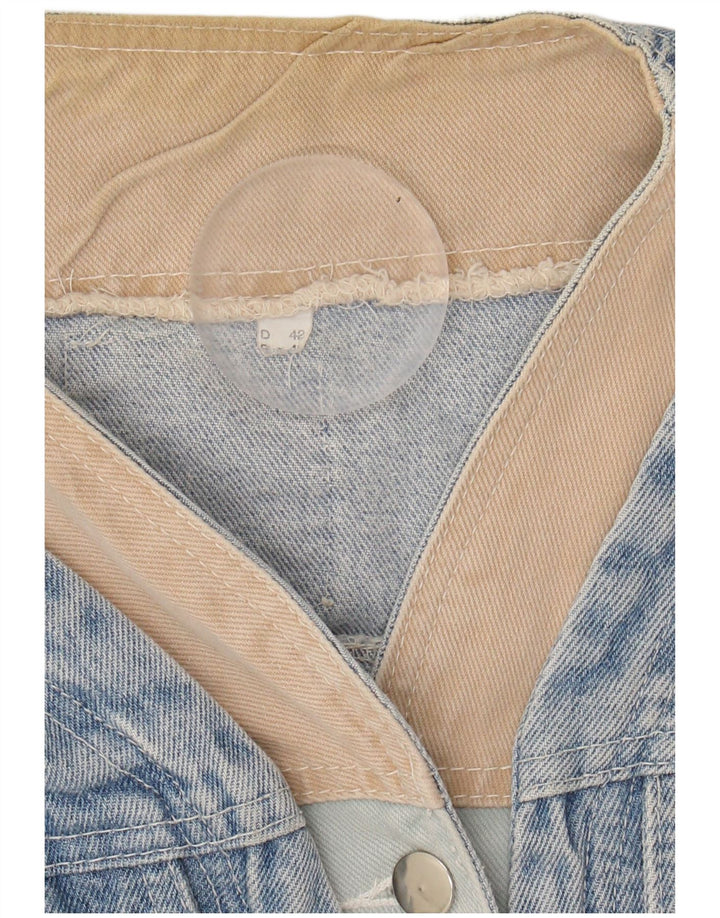 NO PROBLEM Womens Denim Jacket EU 42 Large Blue Colourblock Cotton