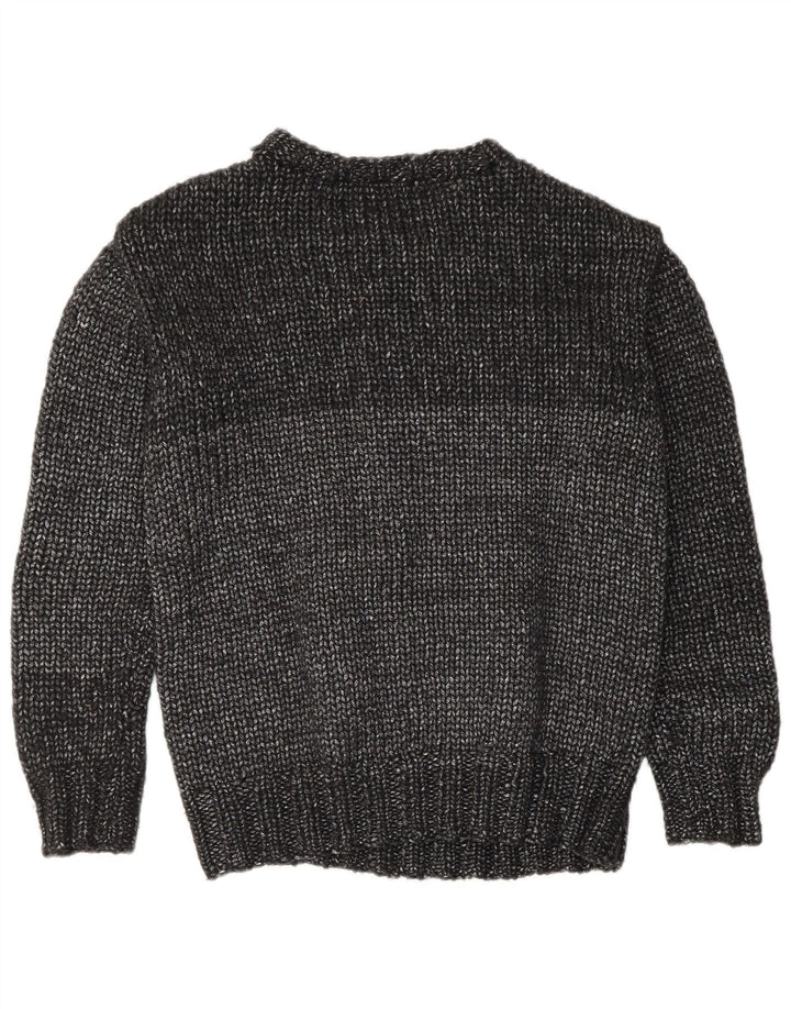 Maglione maglione girocollo da donna vintage UK 16 grande grigio