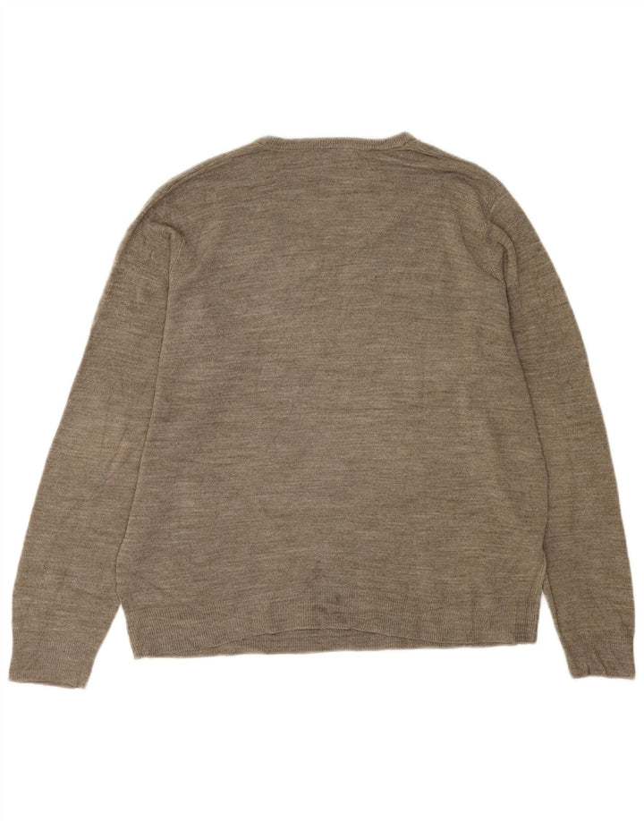 Maglione da uomo con scollo a V Marks & Spencer, grande acrilico chiazzato grigio