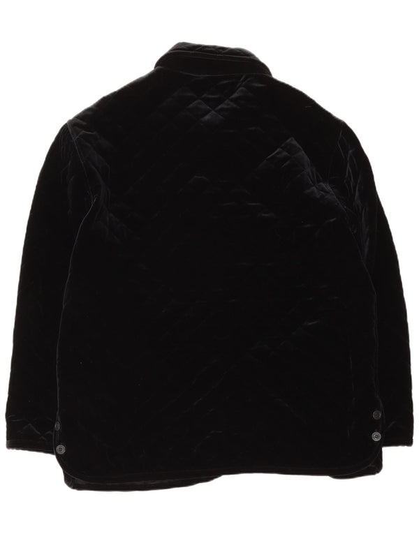 Giacca trapuntata vintage in velluto da donna IT 48 XL nera in poliammide