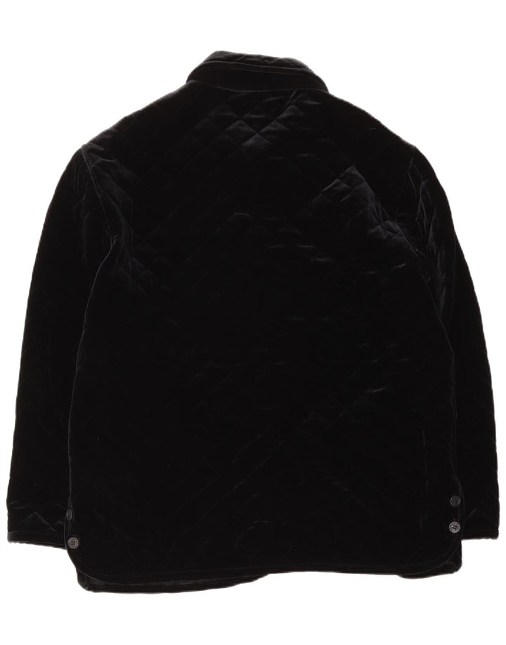 Giacca trapuntata vintage in velluto da donna IT 48 XL nera in poliammide