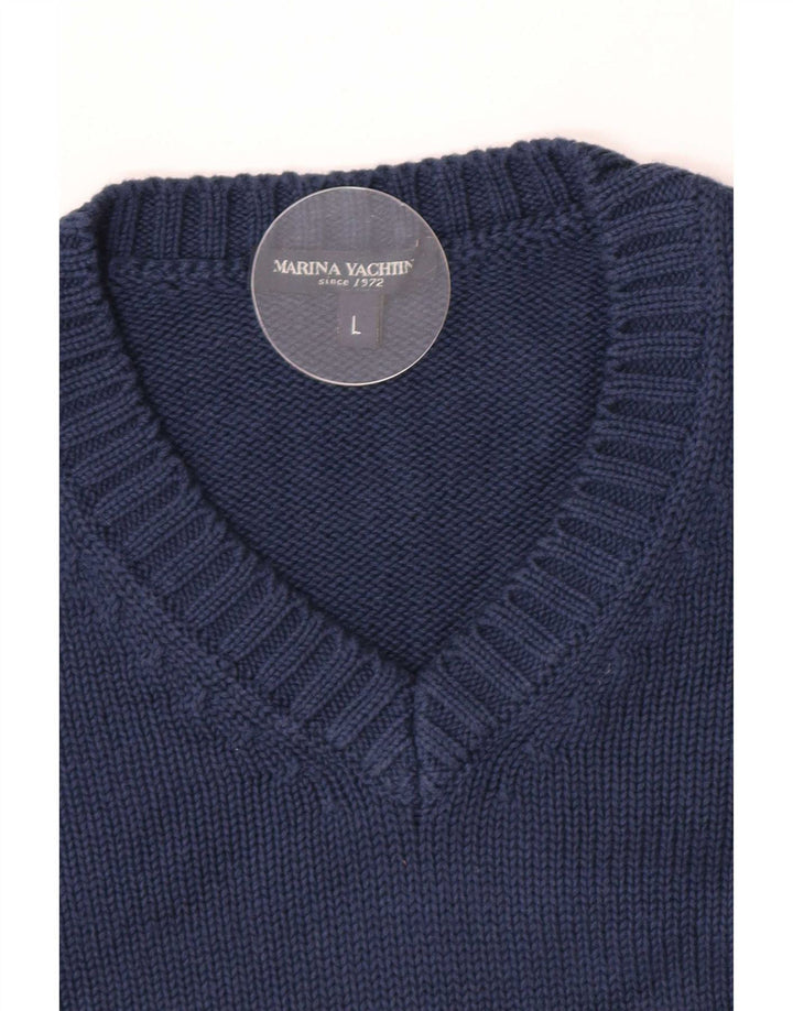 Marina Yachting Maglione da uomo con scollo a V grande blu navy