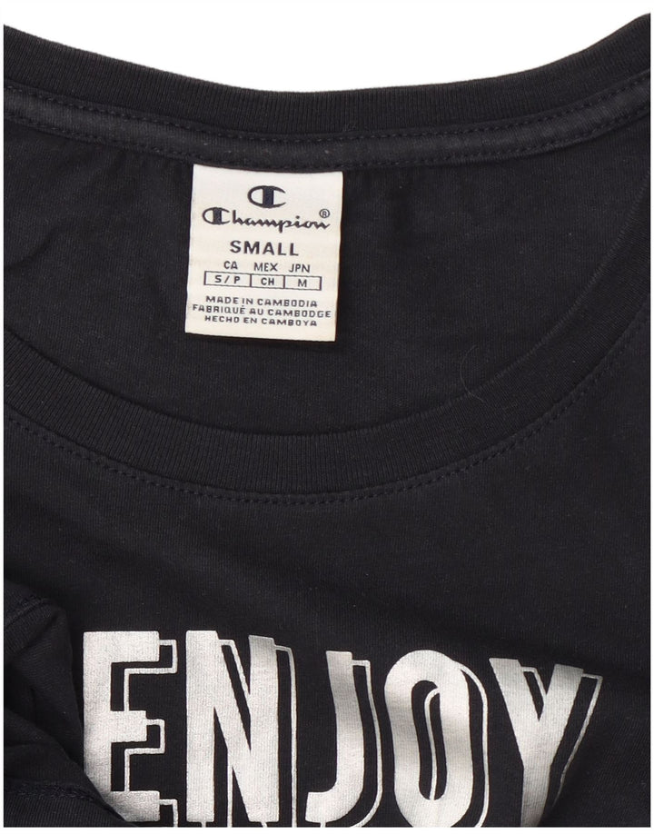 T-shirt grafica da donna Champion Top UK 10 Small Blu Navy