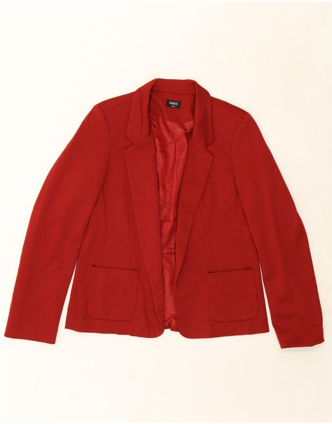 OASIS Womens Open Blazer Jacket UK 12 Medium Red Polyester Vintage Oasis and Second-Hand Oasis from Messina Hembry 