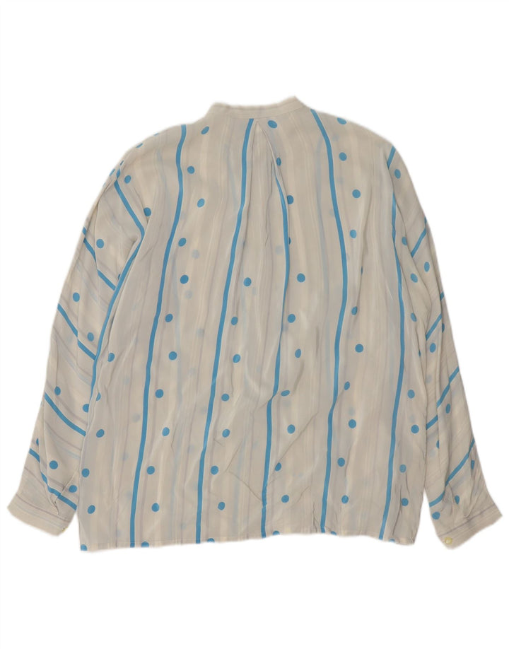 Camicetta camicia vintage da donna UK 16 grande pois bianco