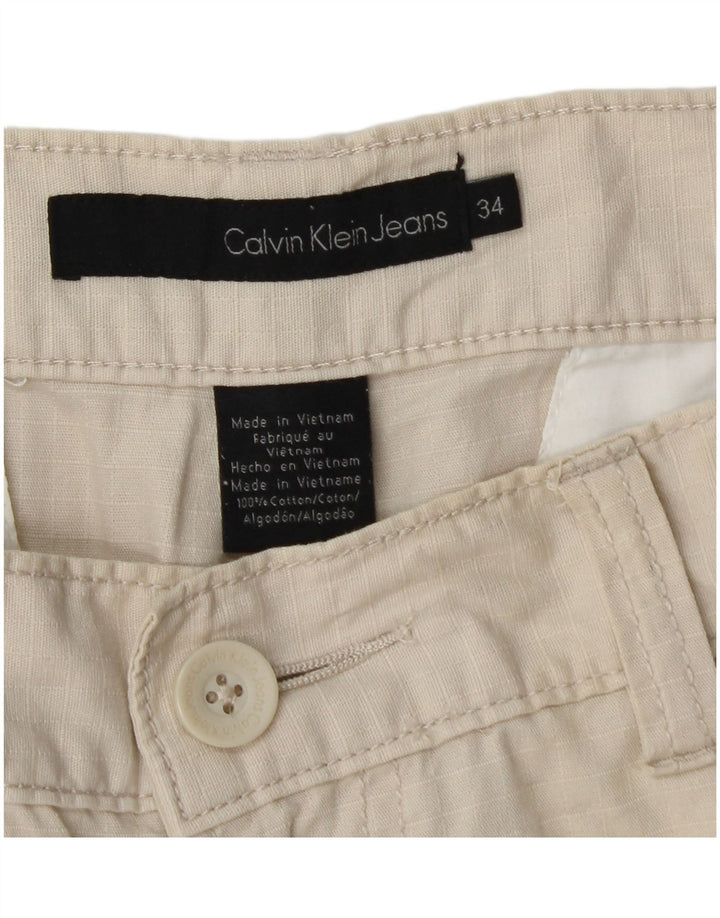 Pantaloncini cargo da uomo Calvin Klein W34 Large in cotone beige