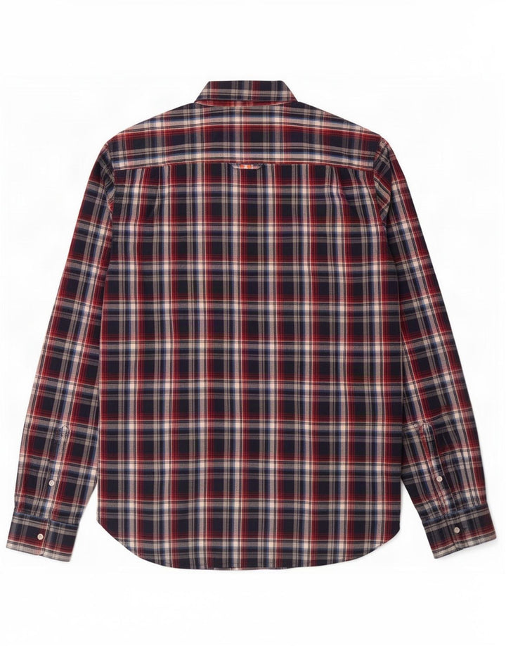 Camicia da uomo in flanella Superdry, cotone a quadri blu navy medio