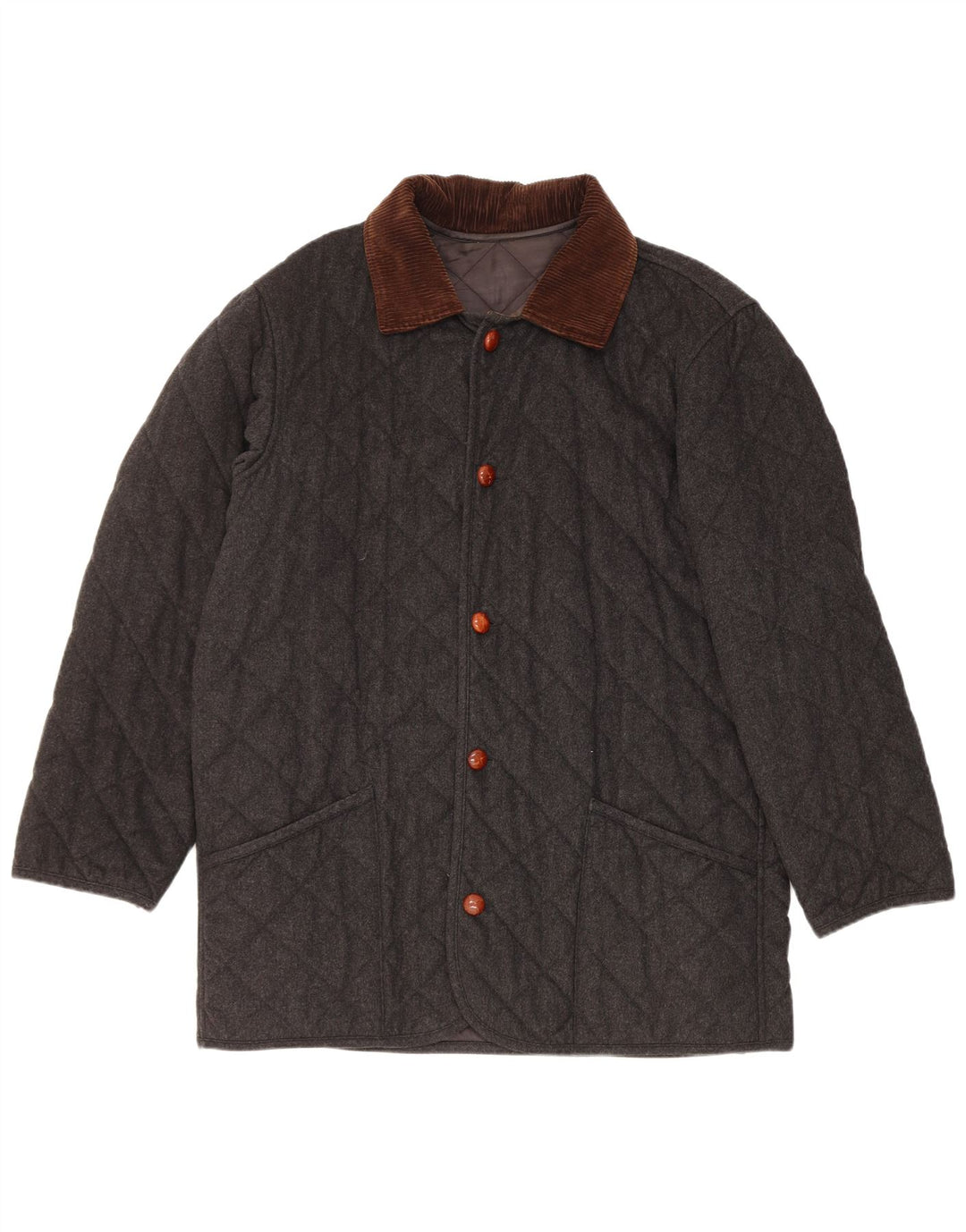 Cappotto trapuntato da uomo Norton & Wilson UK 40 Large in lana color block grigio