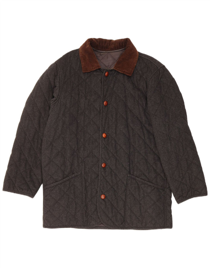 Cappotto trapuntato da uomo Norton & Wilson UK 40 Large in lana color block grigio
