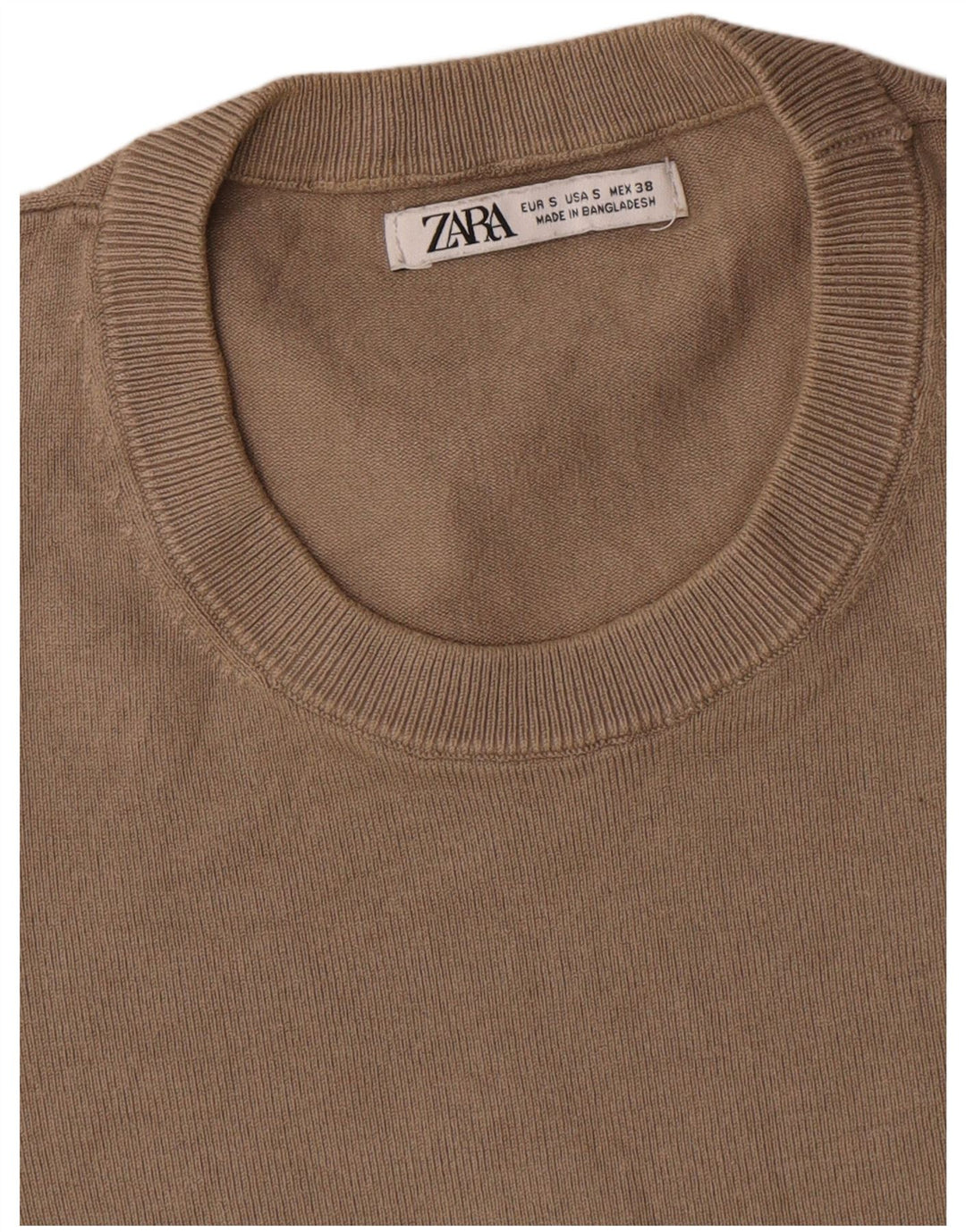 Maglione Zara da uomo girocollo a maniche corte in viscosa marrone
