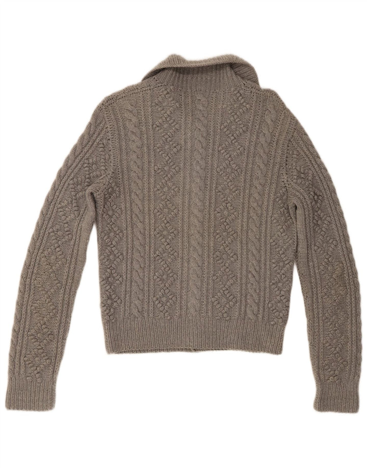 Maglione cardigan da donna vintage UK 12 Grigio medio