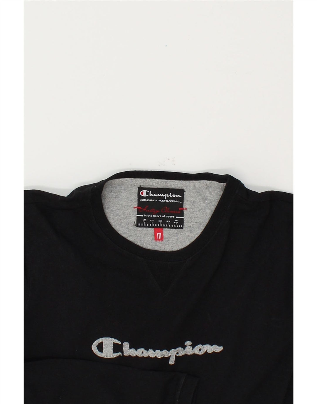 CHAMPION Womens Graphic Top Long Sleeve UK 12 Medium Black Cotton Vintage Champion and Second-Hand Champion from Messina Hembry 