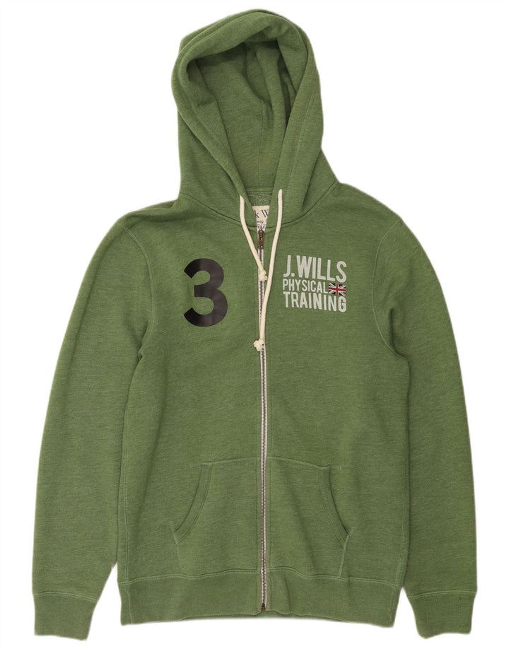 JACK WILLS Maglione con cappuccio e zip grafica da uomo grande in cotone verde