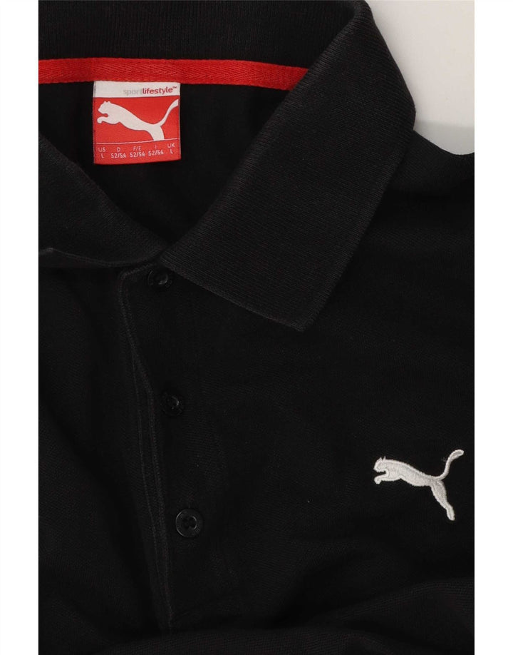 Polo Puma da uomo grande in cotone nero