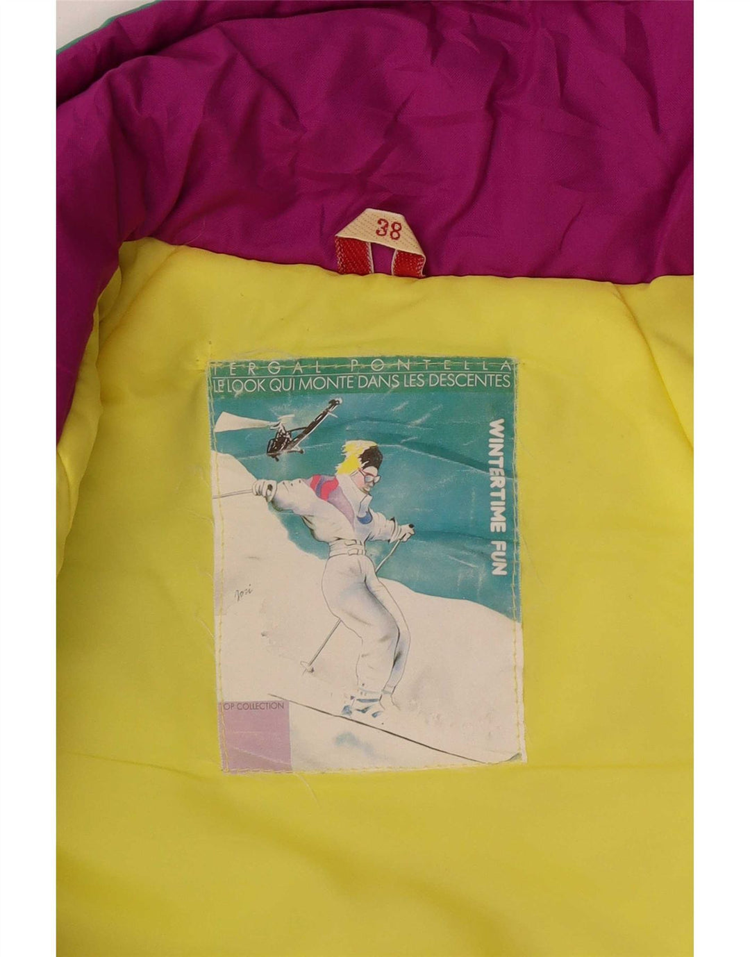 Tuta da sci vintage da donna EU 38 Medium W28 L30 Colourblock multicolore