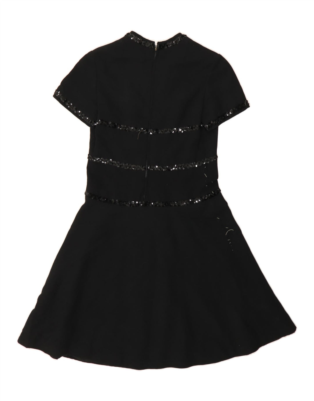 VINTAGE Womens Short Sleeves A-Line Dress UK 12 Medium Black Vintage Vintage and Second-Hand Vintage from Messina Hembry 