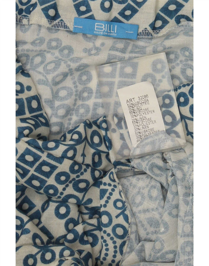 Gonna lunga da donna vintage W28 in viscosa Paisley blu medio