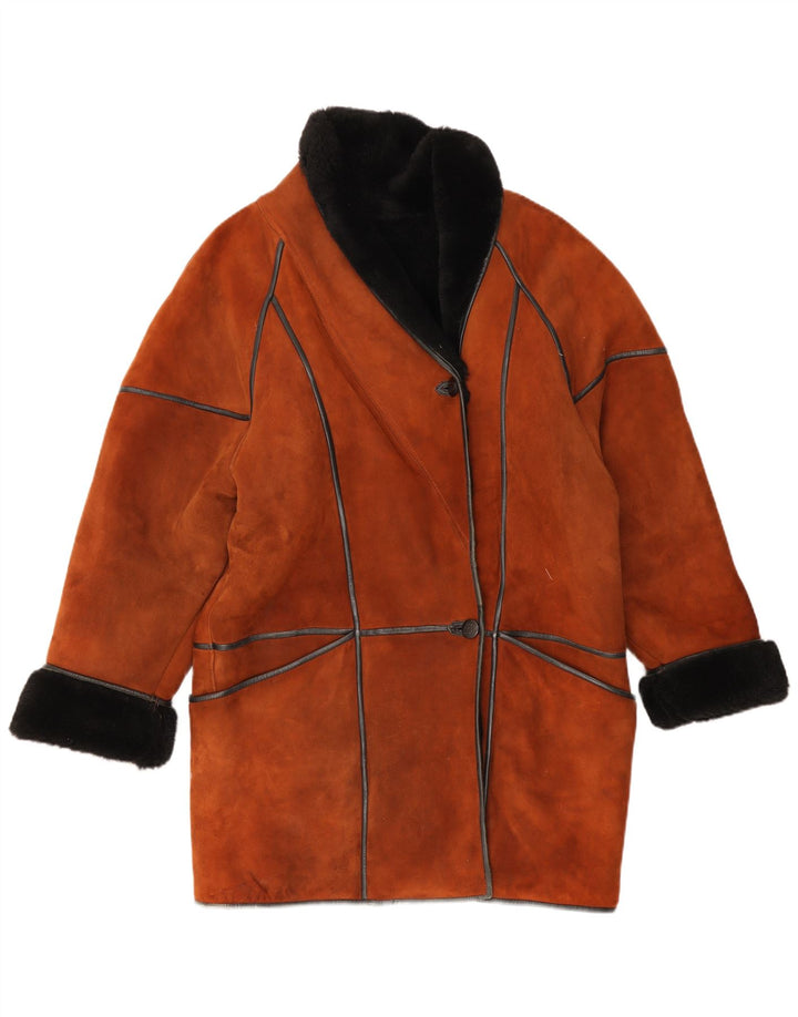 Cappotto in shearling oversize da donna vintage EU 38 Marrone medio