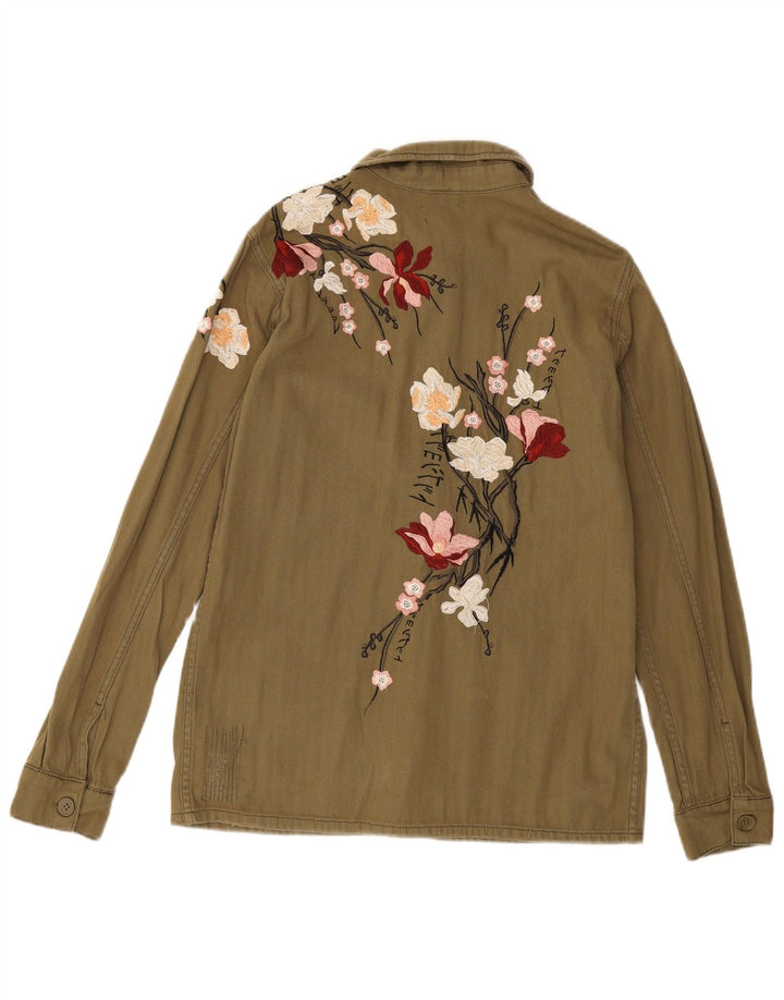 TOPSHOP Womens Tall Oversized Utility Jacket UK 10 Small  Khaki Floral