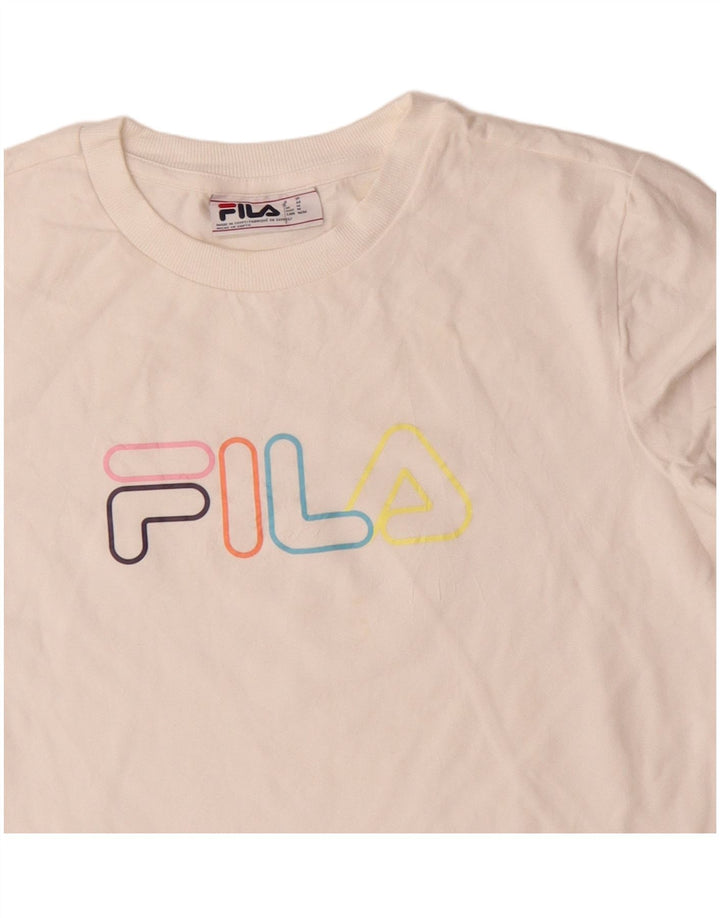 T-shirt grafica da donna FILA Top UK 14 cotone bianco medio
