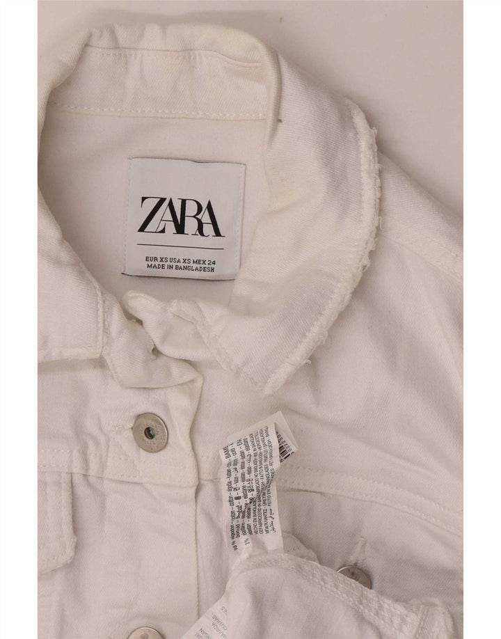 Giacca in denim da donna Zara UK 6 XS cotone bianco