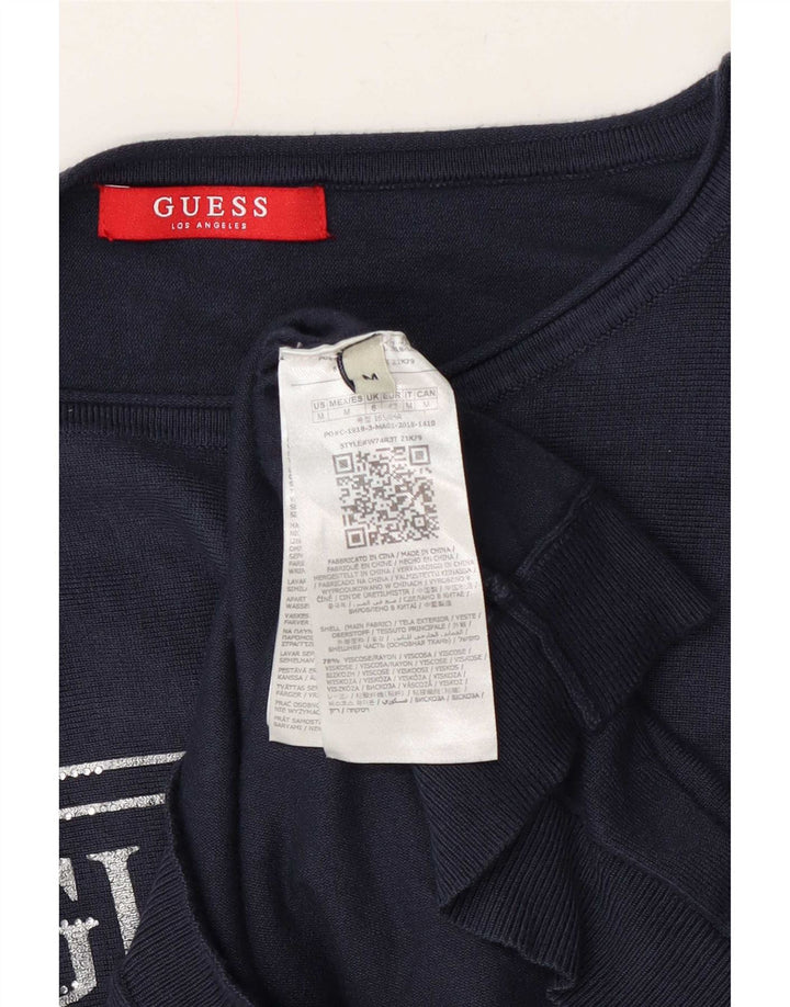 Guess Maglione da donna con scollo a barchetta con grafica UK 14 Blu navy medio