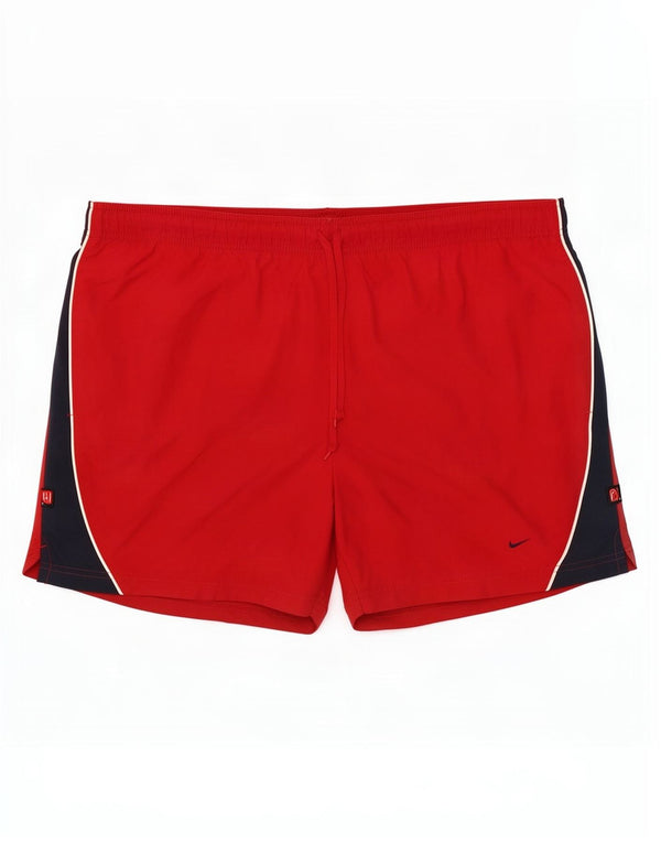 Pantaloncini da bagno da uomo Nike Large W36 L5 nylon color block rosso