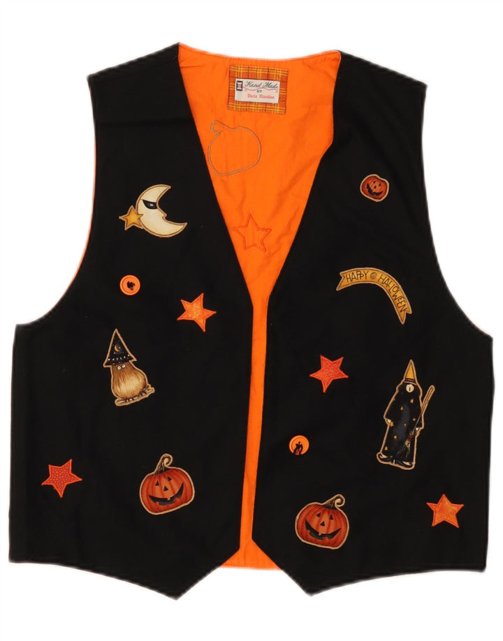 Gilet grafico da donna VINTAGE UK 12 medio nero