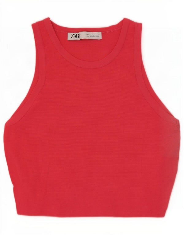 Canotta corta da donna Zara UK 8 piccola in viscosa rosa