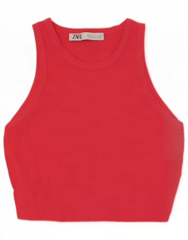 Canotta corta da donna Zara UK 8 piccola in viscosa rosa