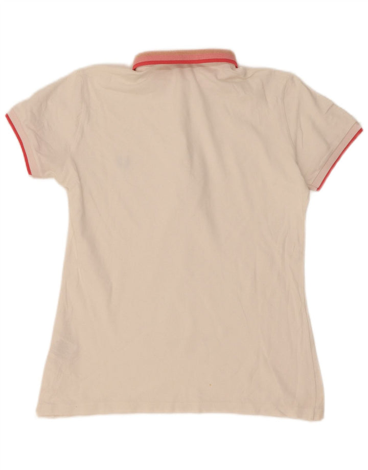 Polo da donna Fred Perry UK 14 grande cotone a righe bianche
