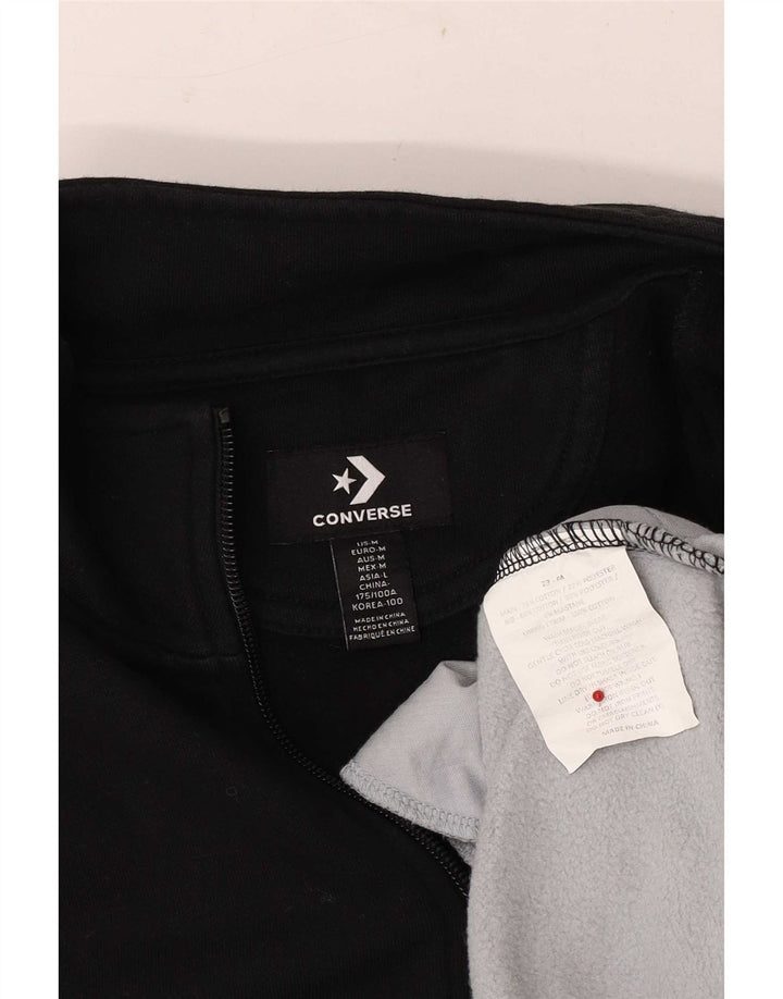 Felpa Converse da uomo con zip e collo, in cotone color block medio nero