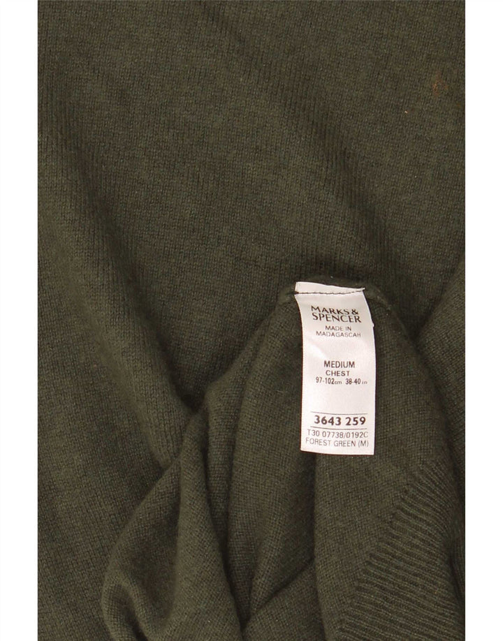 Maglione da uomo con scollo a V Marks & Spencer medio kaki cashmere
