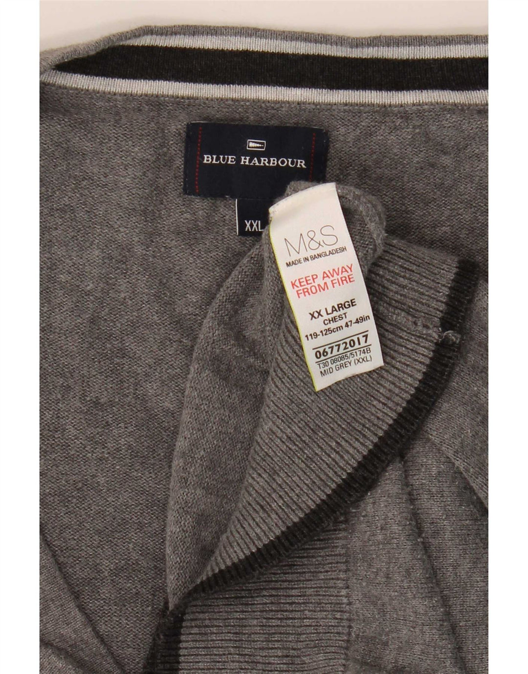 Maglione cardigan Harbour blu da uomo Marks & Spencer 2XL cotone screziato grigio