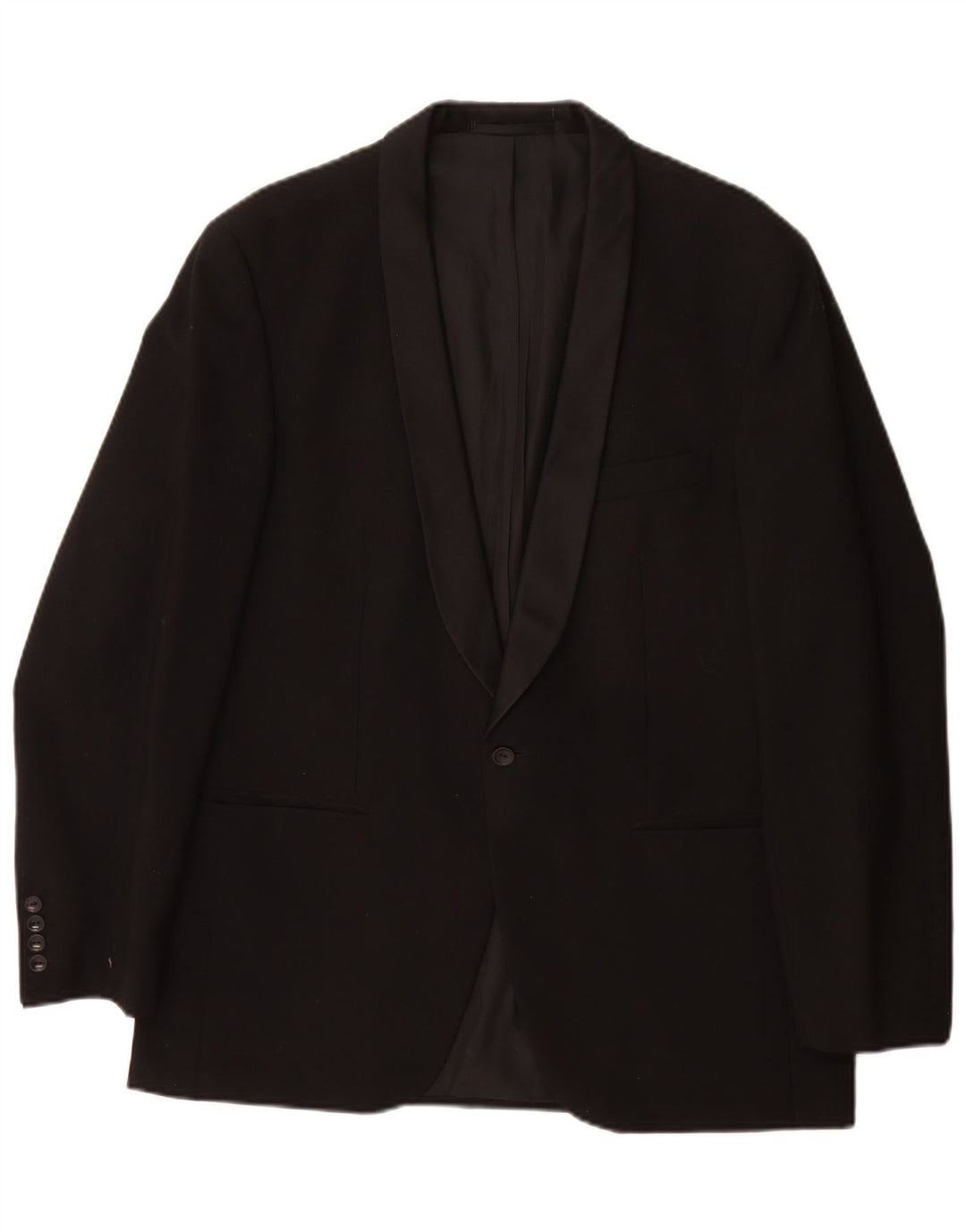Giacca blazer vintage da uomo a 1 bottone EU 50 grande lana nuova nera