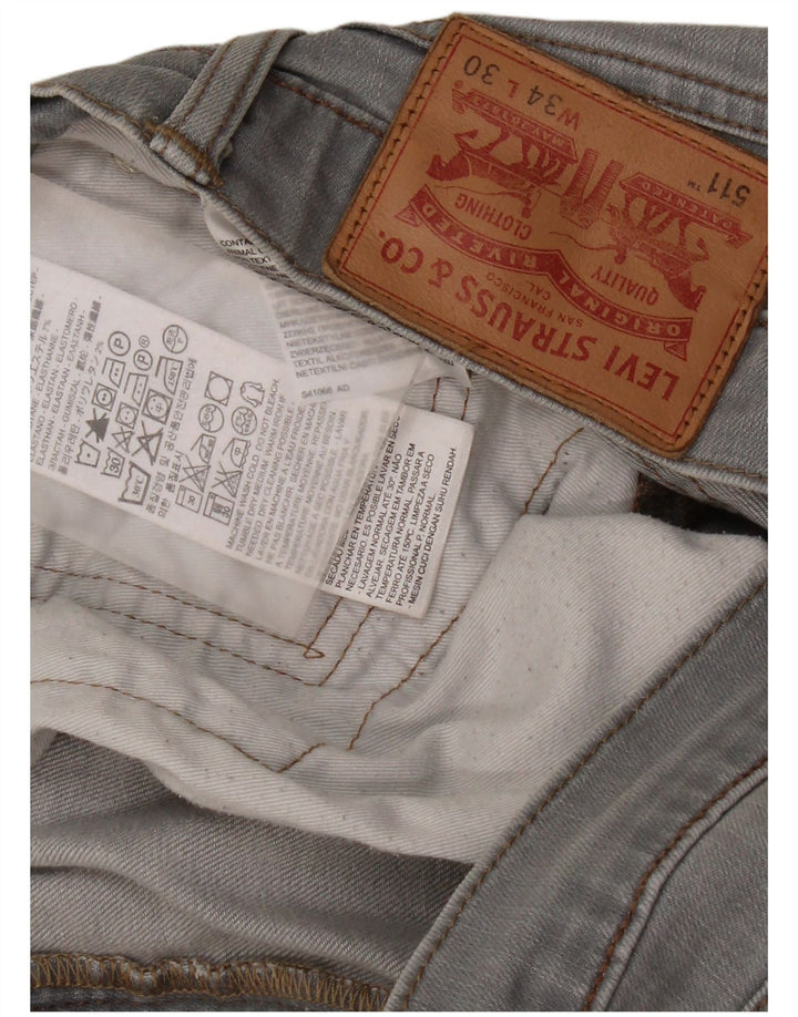 Levi's Uomo 511 Slim Jeans W34 L30 Cotone Grigio
