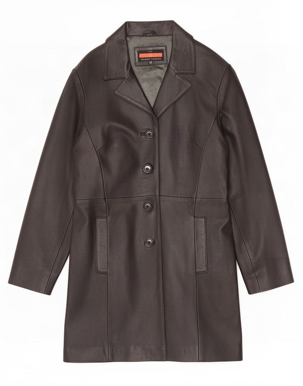 Cappotto in pelle vintage da donna UK 16 grande nero