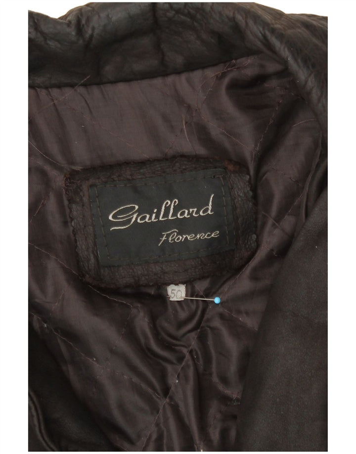 Giacca in pelle vintage da uomo IT 50 grande in pelle marrone