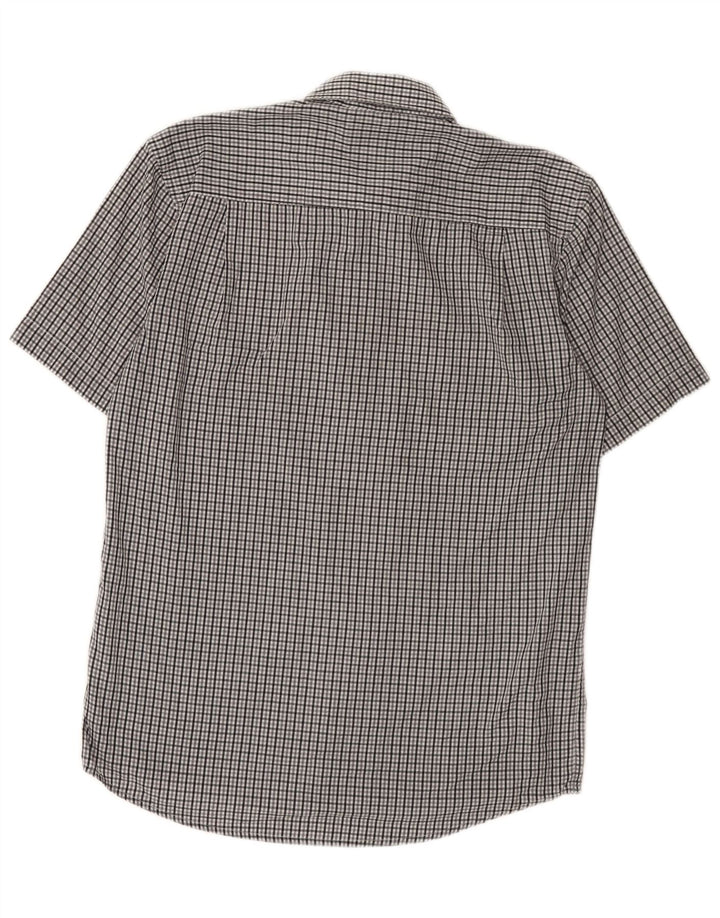 Camicia da uomo a maniche corte Regular Fit Pierre Cardin piccola a quadretti grigi