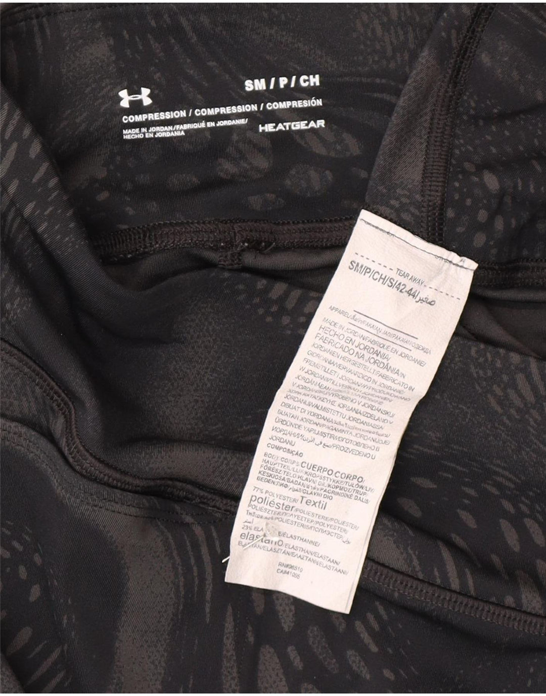 Leggings Capri a compressione da donna Under Armour UK 10 piccoli neri geometrici