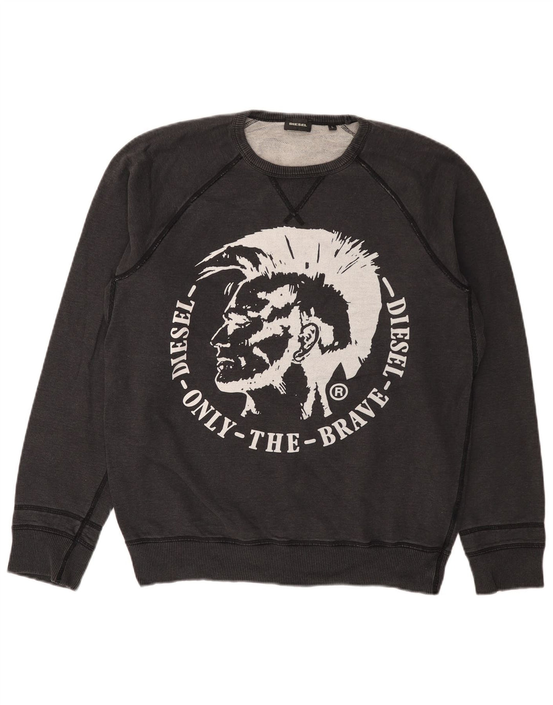 DIESEL Felpa con grafica da uomo Maglione grande in cotone grigio