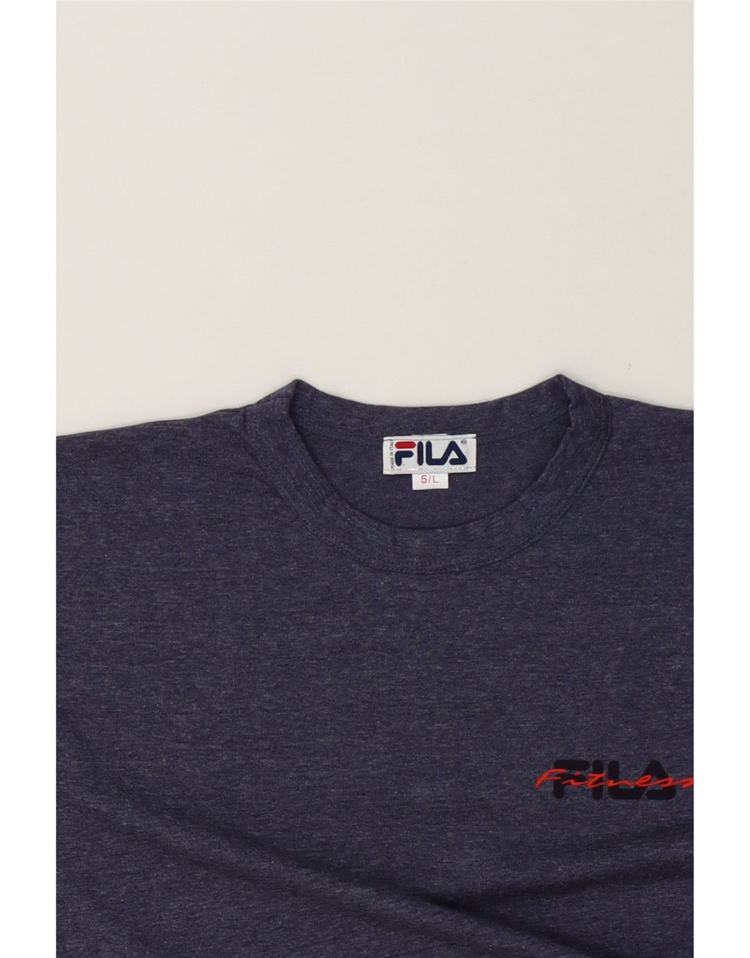 FILA Mens T-Shirt Top Large Navy Blue Flecked Cotton Vintage Fila and Second-Hand Fila from Messina Hembry 