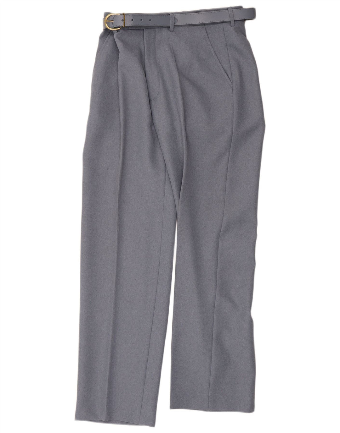 Pantaloni da abito dritti vintage da donna W34 L30 poliestere grigio