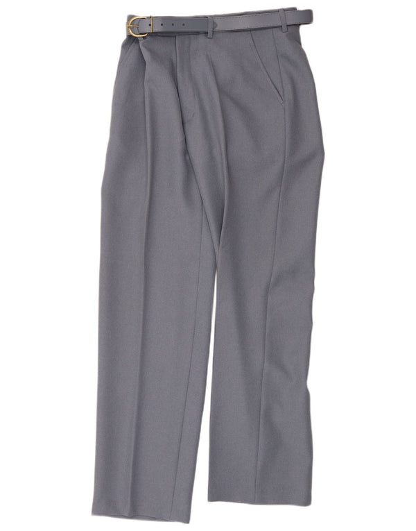 Pantaloni da abito dritti vintage da donna W34 L30 poliestere grigio