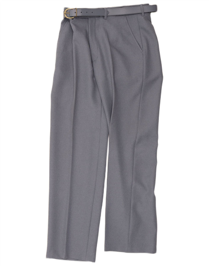 Pantaloni da abito dritti vintage da donna W34 L30 poliestere grigio
