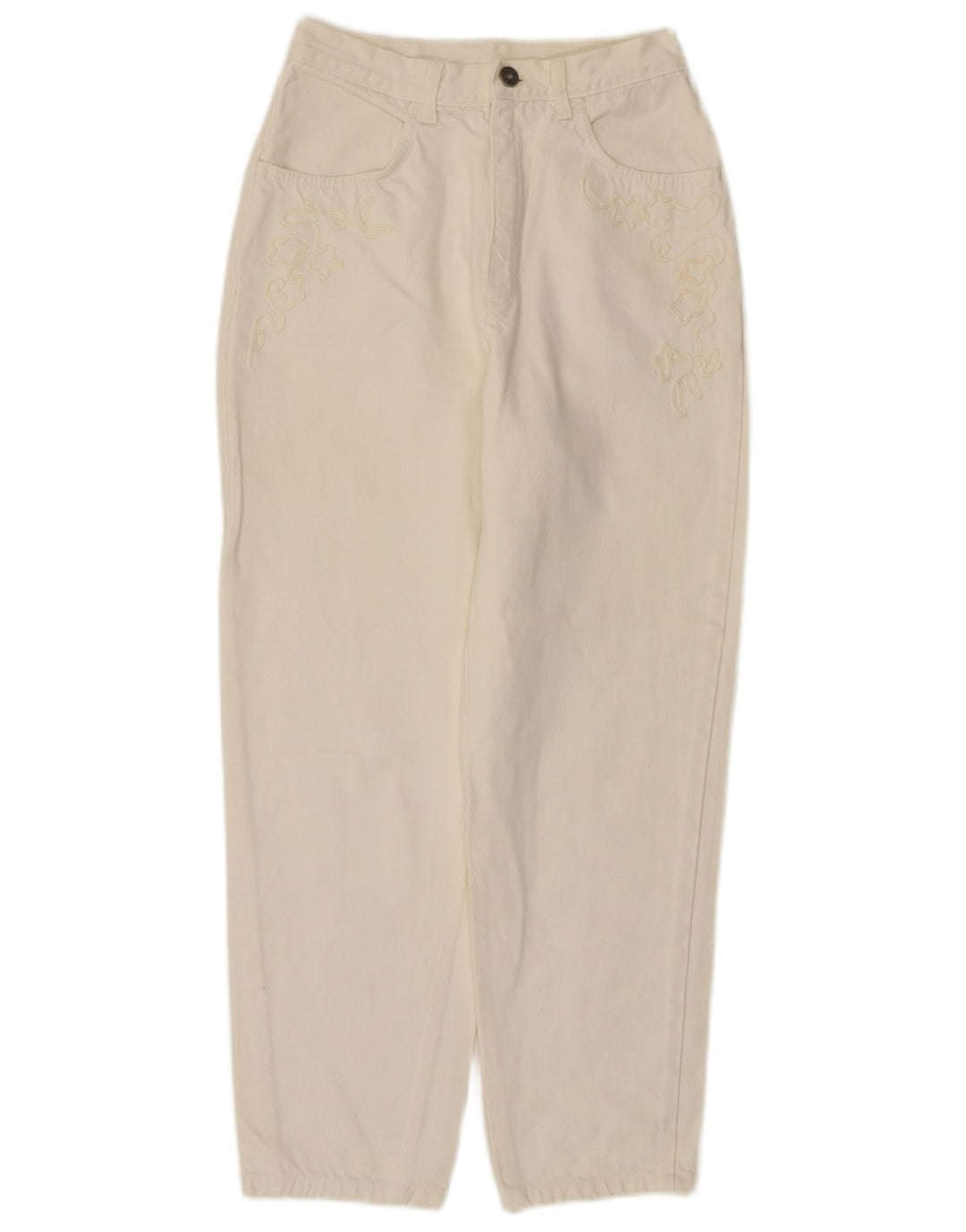 Jeans da donna a vita alta STEFANEL IT 44 medio W24 L27 cotone bianco sporco