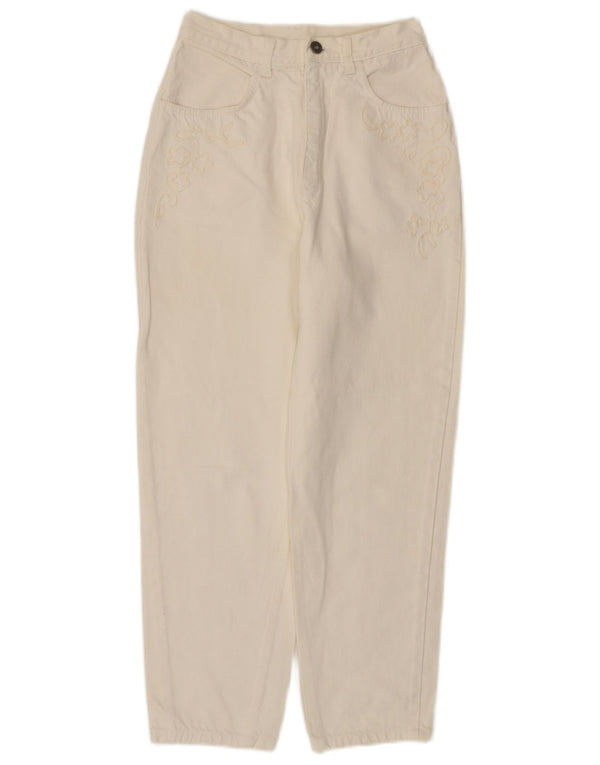 Jeans da donna a vita alta STEFANEL IT 44 medio W24 L27 cotone bianco sporco