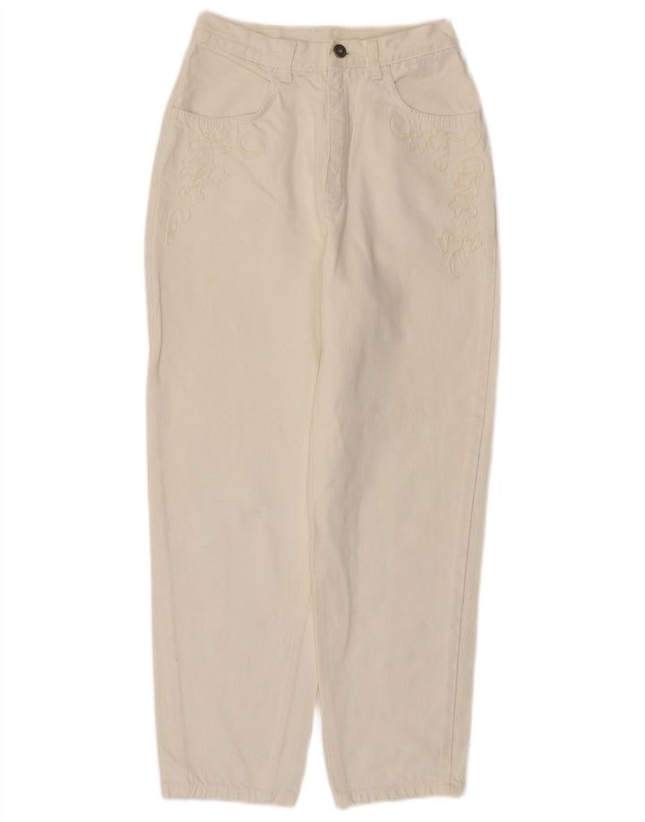 Jeans da donna a vita alta STEFANEL IT 44 medio W24 L27 cotone bianco sporco