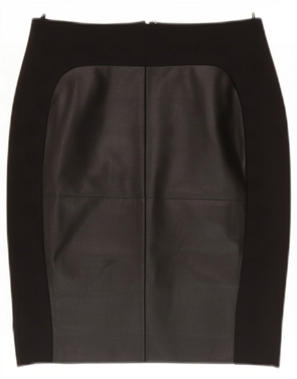 Gonna tubino da donna in ecopelle Benetton piccola W27 color block nero